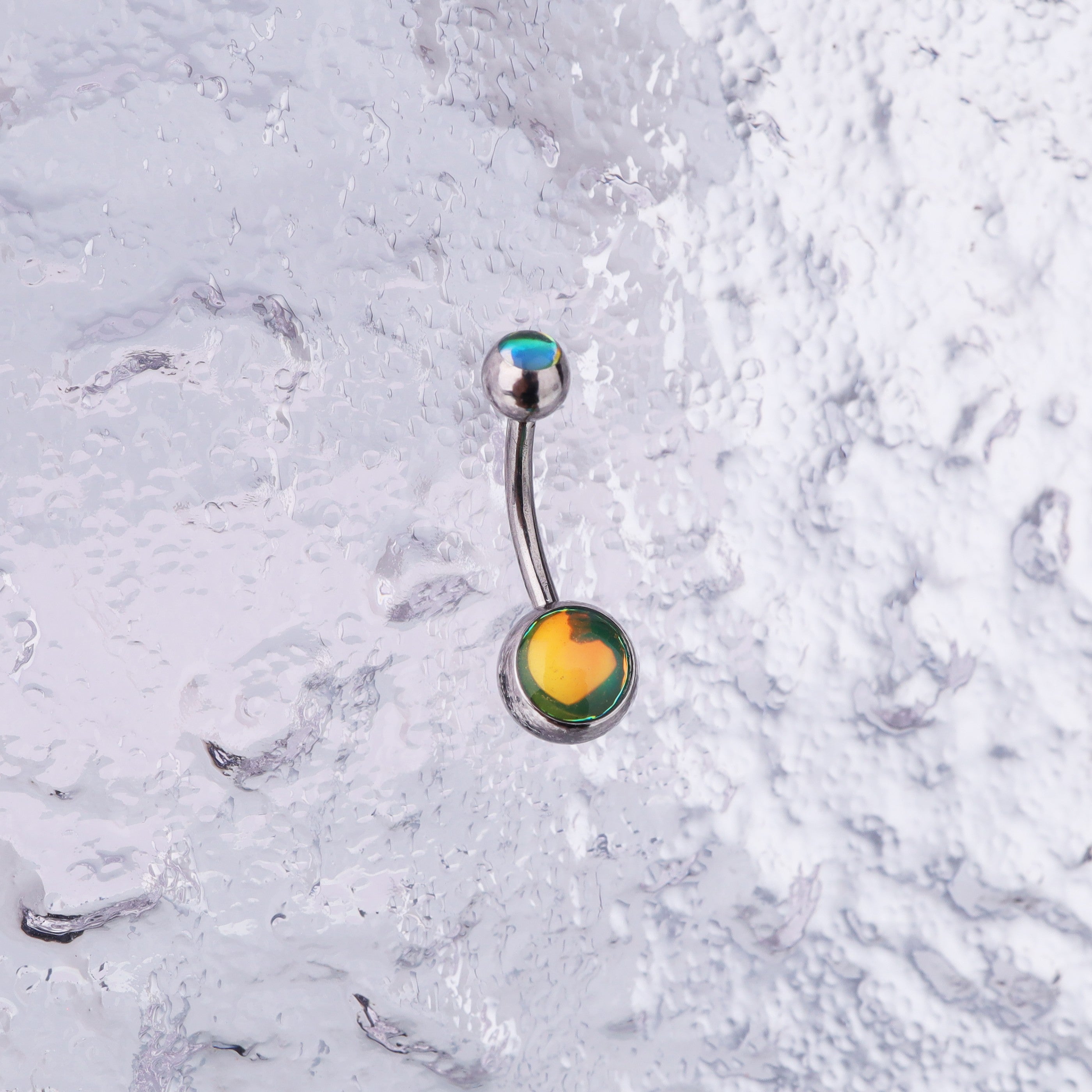 Colorful Epoxy Resin Stainless steel Belly Ring - Colorful Epoxy Resin Stainless steel Belly Ring - Green by CRUXJEWELRY