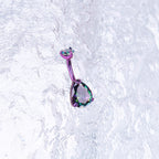 Teardrop CZ Internally Threaded Titanium Belly Ring - Teardrop CZ Internally Threaded Titanium Belly Ring - Violet Purple / 6 mm by CRUXJEWELRY