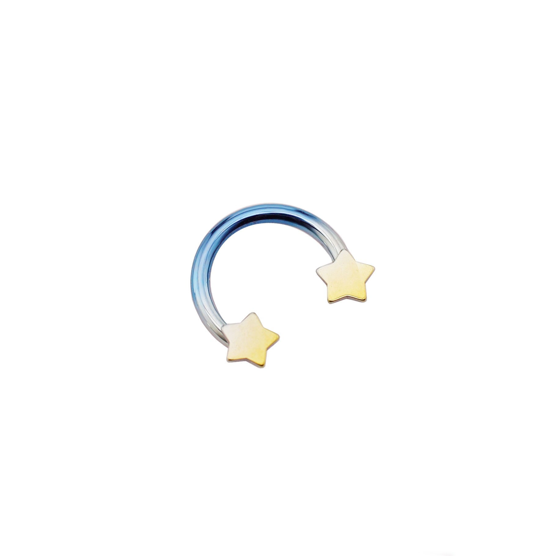 Rainbow Star Shaped Titanium Horseshoe Ring - Rainbow Star Shaped Titanium Horseshoe Ring - Blue-Yellow Gradient / 6mm by CRUXJEWELRY