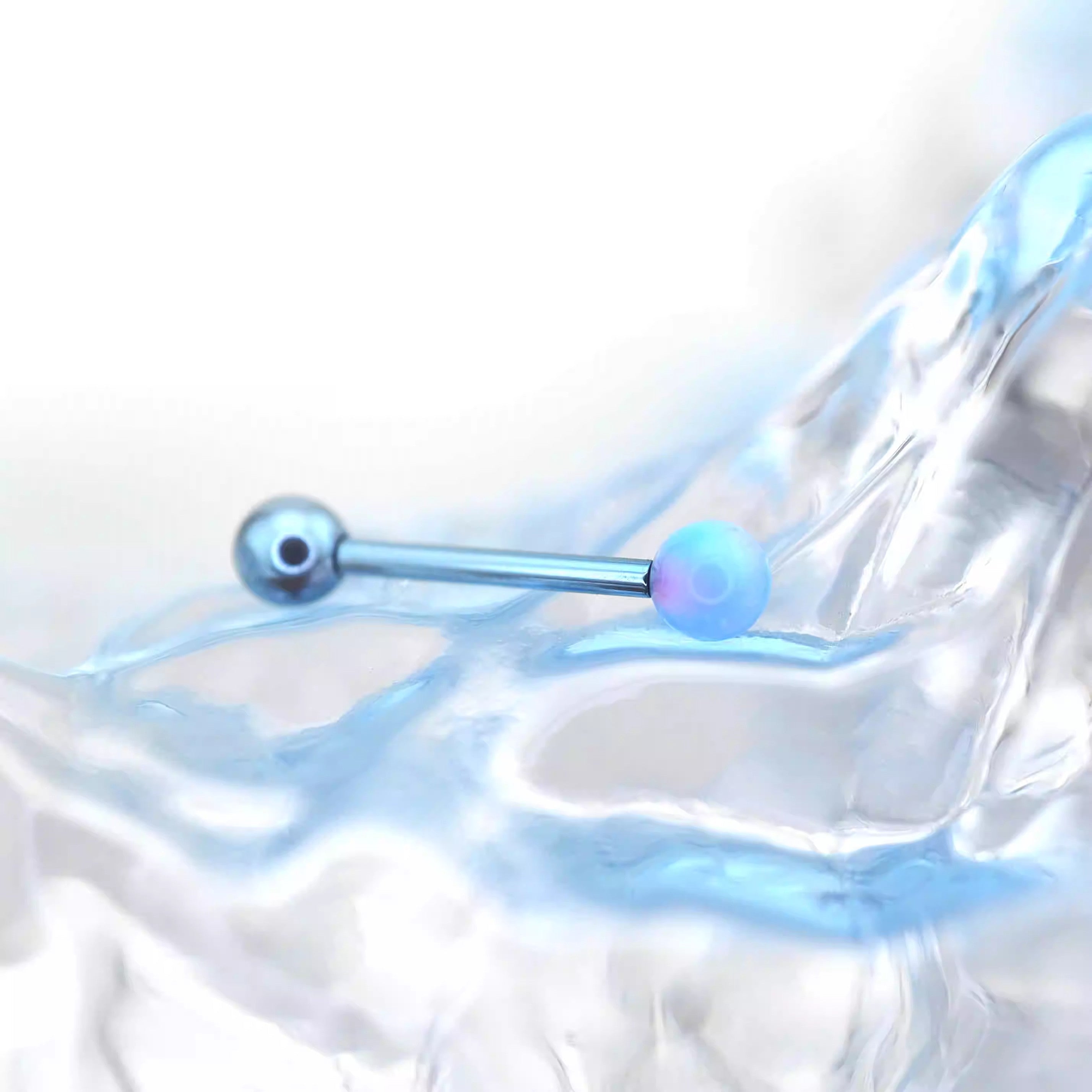 14G Opal Internally Threaded Titanium Barbell - 14G Opal Internally Threaded Titanium Barbell - Blue / 4mm by CRUXJEWELRY