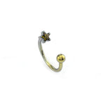 Pentagram CZ Titanium Horseshoe Ring - Yellow