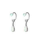 Pair of Heart Opal CZ Titanium Horseshoe Ring - Pair of Heart Opal CZ Titanium Horseshoe Ring - Pearl White / 8mm by CRUXJEWELRY