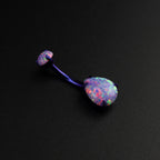Teardrop Double Opal Titanium Belly Ring - Teardrop Double Opal Titanium Belly Ring - Purple by CRUXJEWELRY