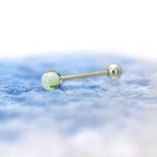 14G Titanium CZ Internally Threaded Barbell - 14G Titanium CZ Internally Threaded Barbell - Cyan Jade / 4mm by CRUXJEWELRY