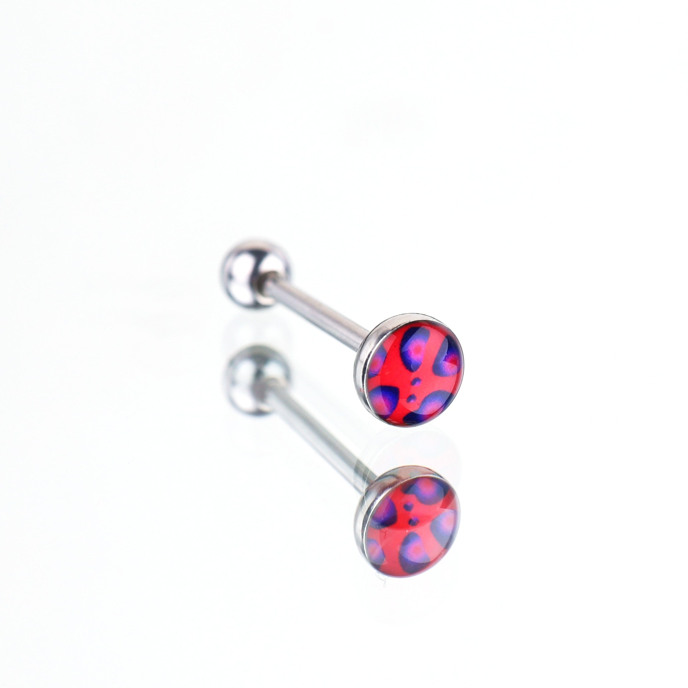 Leopard Print Oil Slick Tongue Stud - Leopard Print Oil Slick Tongue Stud - Hot Pink / 10mm by CRUXJEWELRY