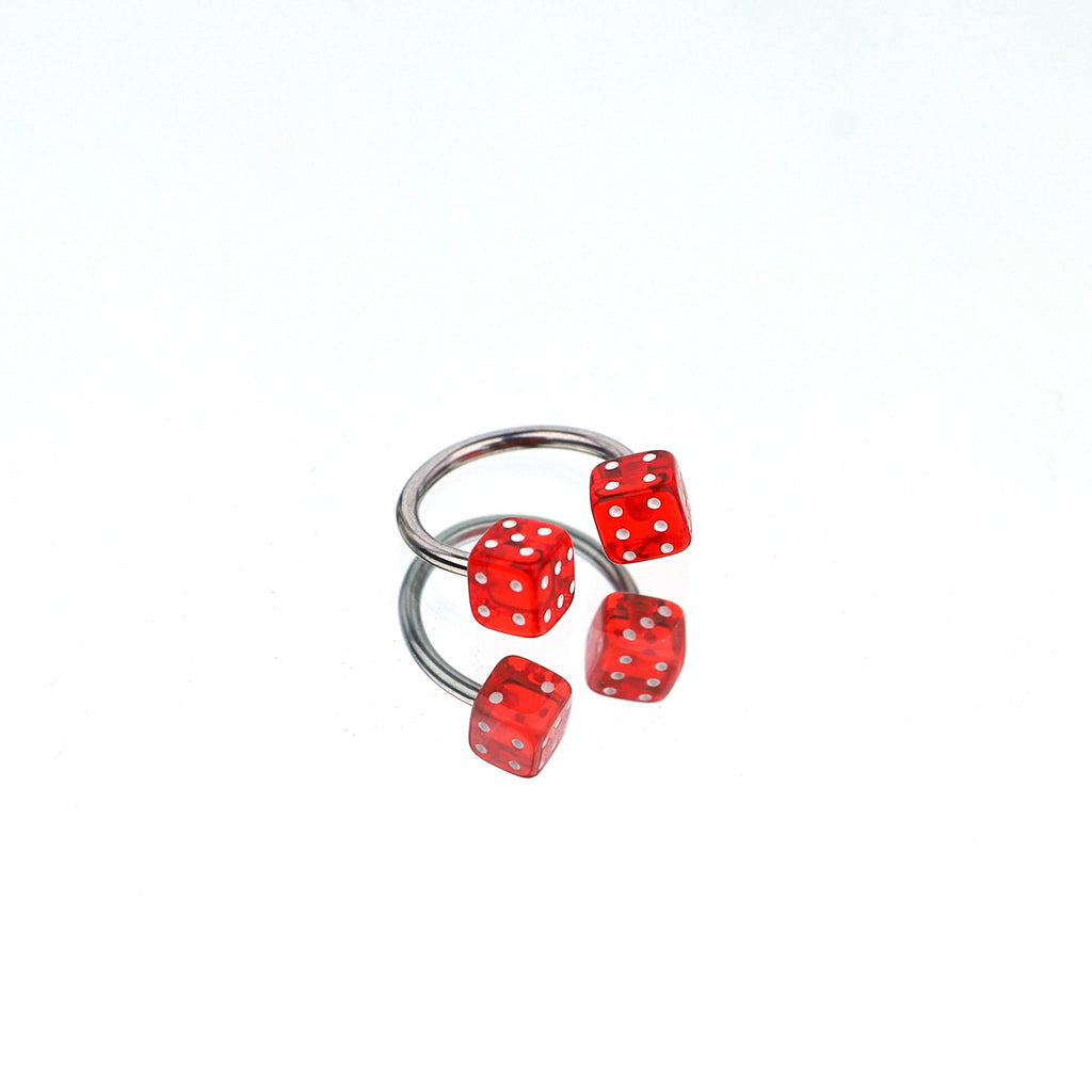 Colorful Acrylic Dice Horseshoe Ring - Colorful Acrylic Dice Horseshoe Ring - Red / 8 mm by CRUXJEWELRY