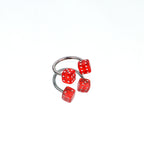 Colorful Acrylic Dice Horseshoe Ring - Colorful Acrylic Dice Horseshoe Ring - Red / 8 mm by CRUXJEWELRY