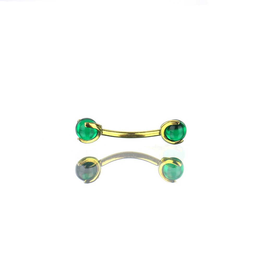 Round CZ Ball Internally Threaded Titanium Brow Studs - Round CZ Ball Internally Threaded Titanium Brow Studs - Green / 6mm by CRUXJEWELRY