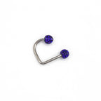 Full CZ Stainless Steel U-Ring - Full CZ Stainless Steel U-Ring - Sapphire Blue / 8mm by CRUXJEWELRY