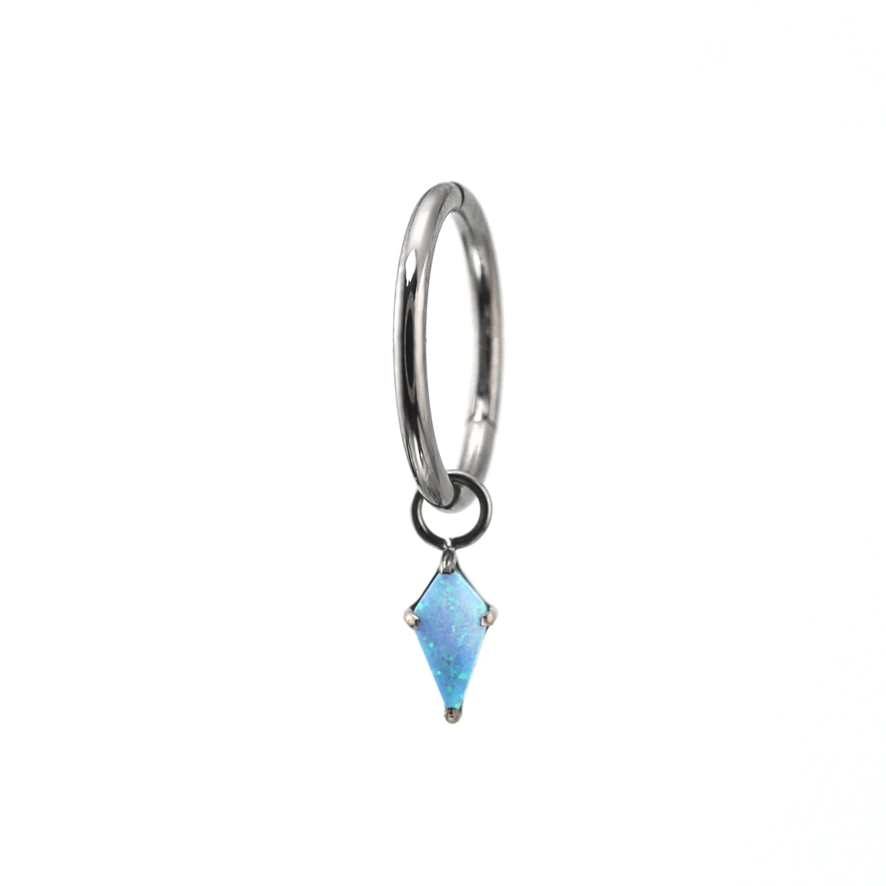 Opal Rhombic Pendant Titanium Segment Hoop - Opal Rhombic Pendant Titanium Segment Hoop - Sky Blue / 6mm by CRUXJEWELRY