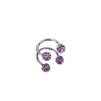 Colorful Full CZ Ball Horseshoe Ring - Colorful Full CZ Ball Horseshoe Ring - Purple / 8mm by CRUXJEWELRY