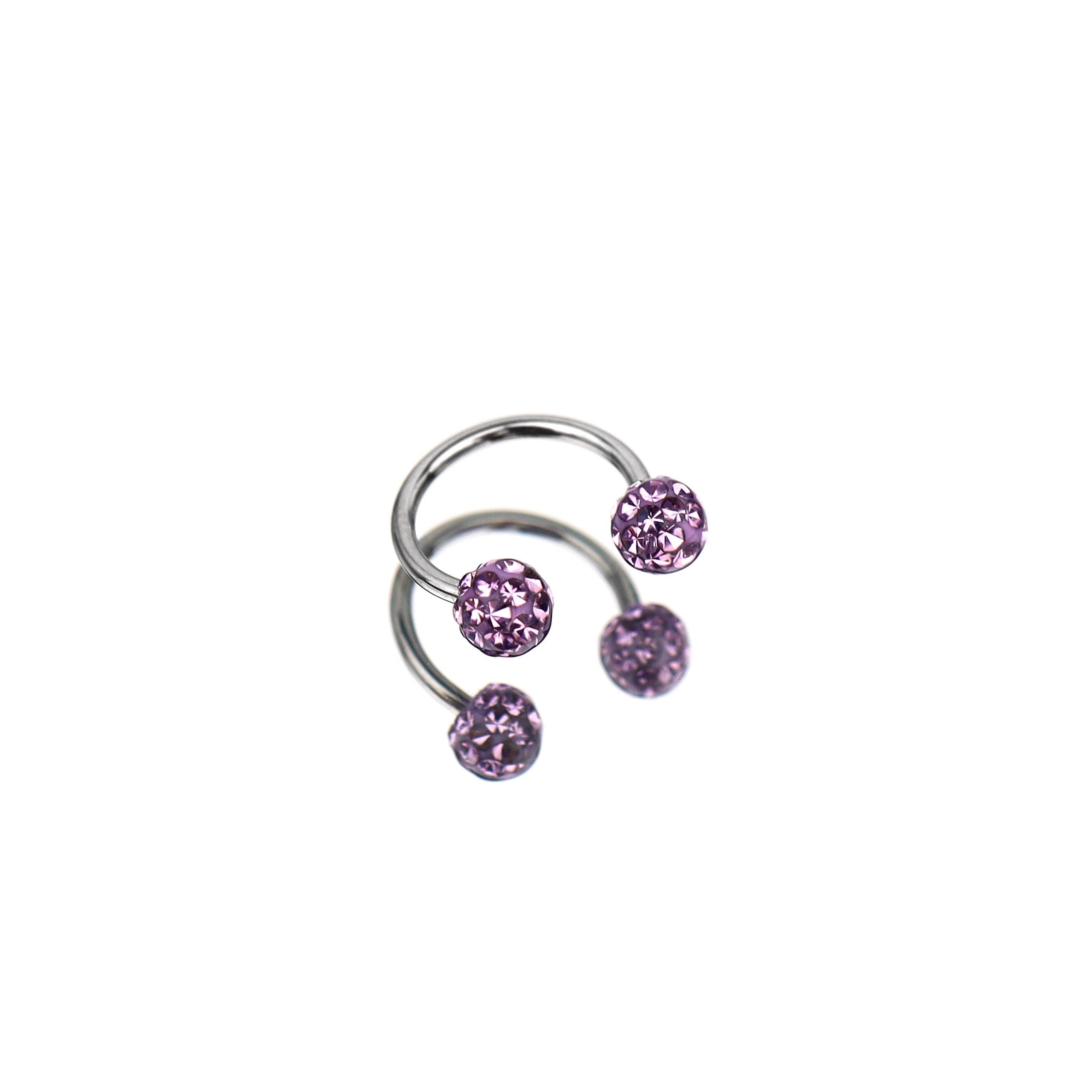 Colorful Full CZ Ball Horseshoe Ring - Colorful Full CZ Ball Horseshoe Ring - Purple / 8mm by CRUXJEWELRY