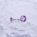 Round CZ Stainless Steel Belly Ring - Round CZ Stainless Steel Belly Ring - Purple / 6mm by CRUXJEWELRY