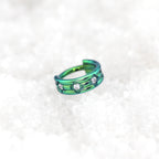 16G Three Row Triple Segment CZ Titanium Ring - 16G Three Row Triple Segment CZ Titanium Ring - Green by CRUXJEWELRY