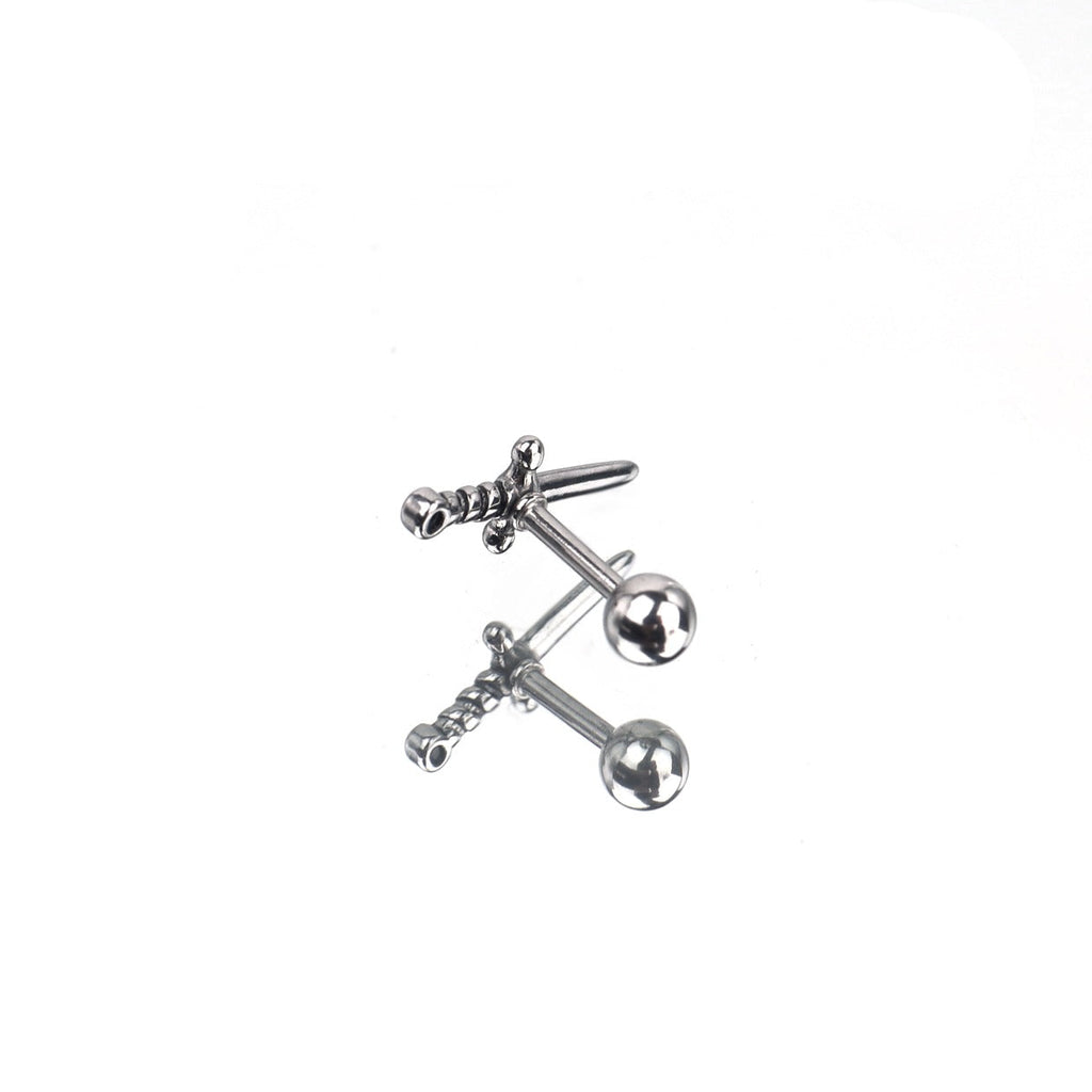 Dagger Externally Threaded Stainless Steel Ear Studs - Dagger Externally Threaded Stainless Steel Ear Studs - Single by CRUXJEWELRY