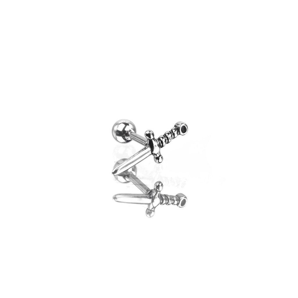 Dagger Externally Threaded Stainless Steel Ear Studs - Dagger Externally Threaded Stainless Steel Ear Studs - Single by CRUXJEWELRY