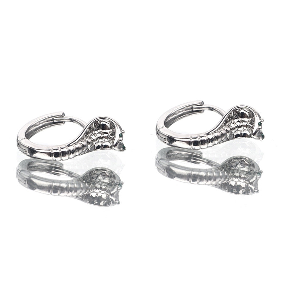 Green CZ Cobra Stainless Steel Earrings - Green CZ Cobra Stainless Steel Earrings - Set by CRUXJEWELRY