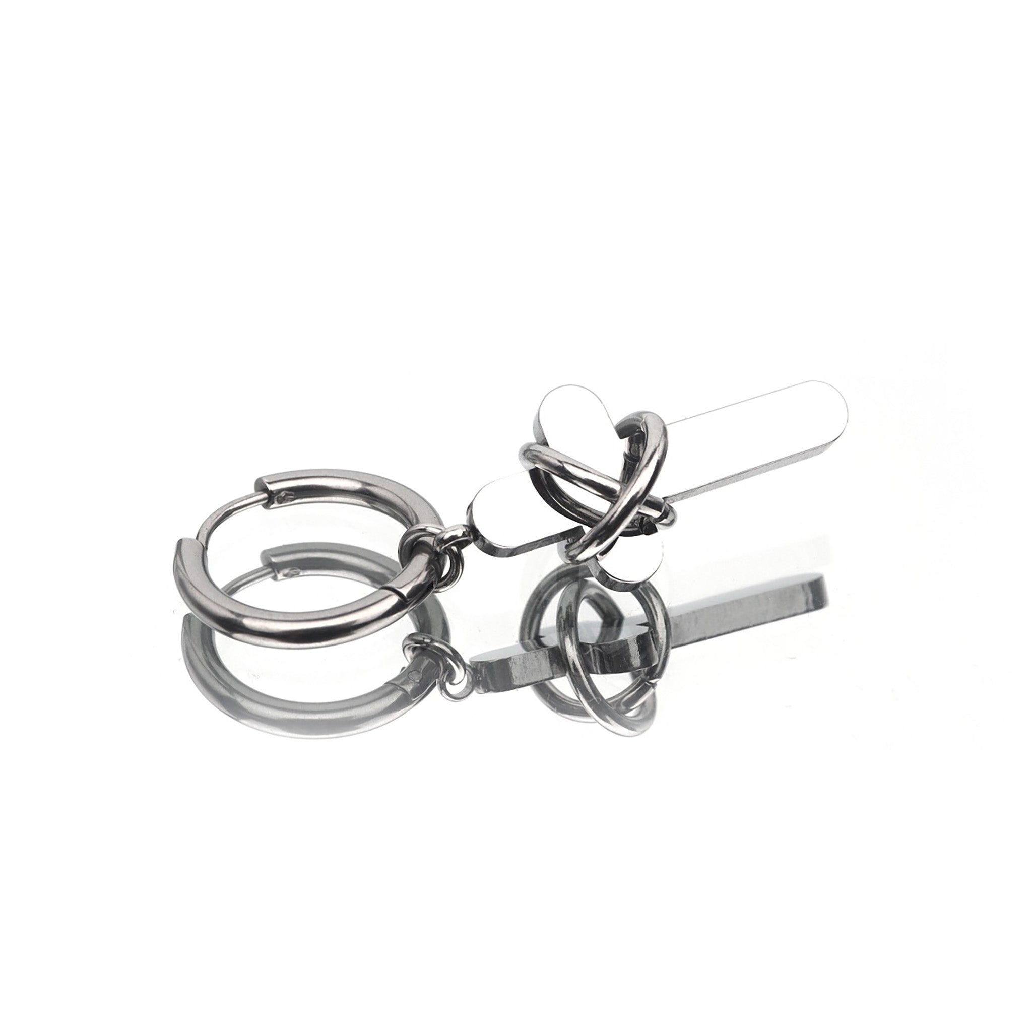 Bondage Cross Pendant Stainless Steel Earrings - Bondage Cross Pendant Stainless Steel Earrings - Single by CRUXJEWELRY