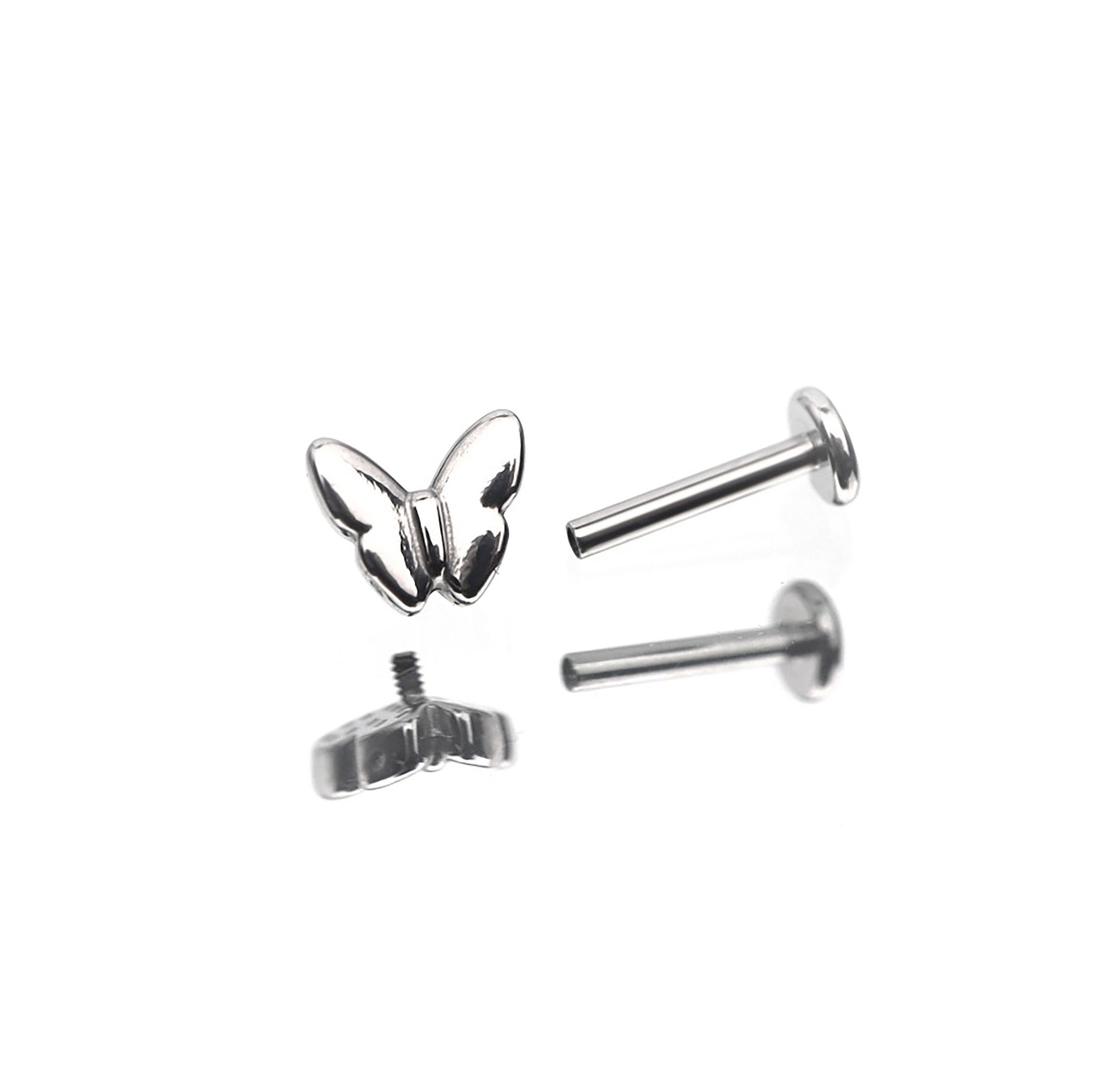 3D Butterfly Internally Threaded Stainless Steel Ear Studs - 3D Butterfly Internally Threaded Stainless Steel Ear Studs - 6mm by CRUXJEWELRY