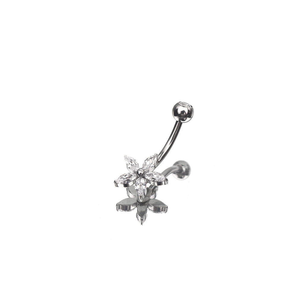 Floral CZ Stainless Steel Navel Ring - Floral CZ Stainless Steel Navel Ring - Default Title by CRUXJEWELRY