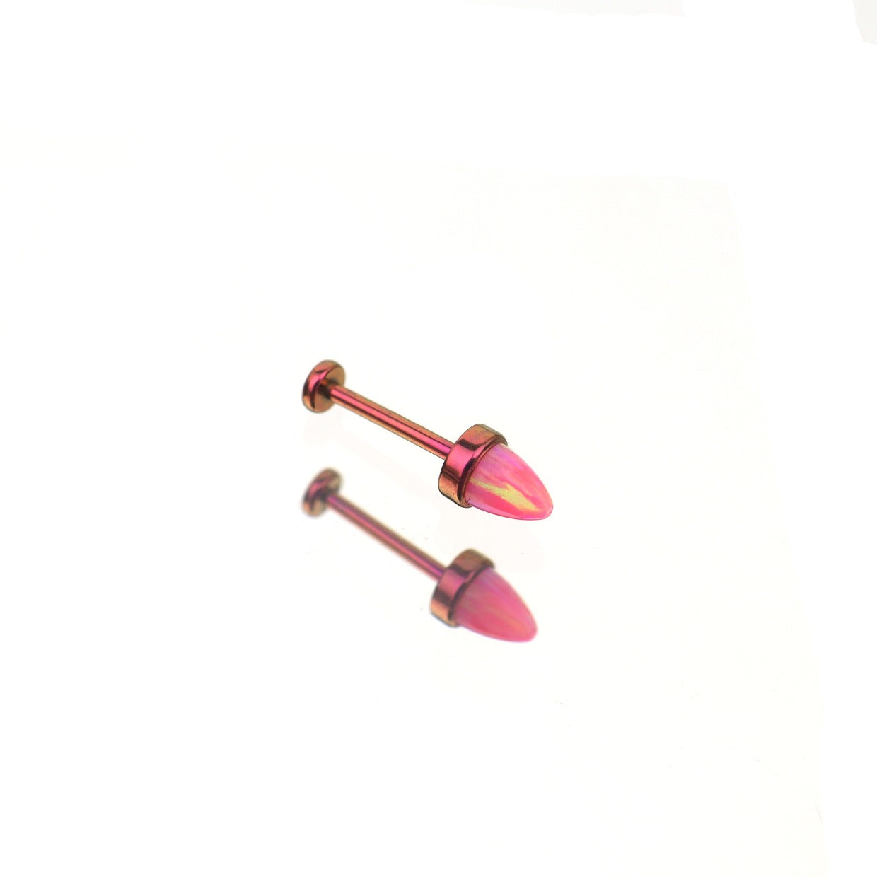 Spike Opal Threadless Titanium Nostril Stud - Spike Opal Threadless Titanium Nostril Stud - Pink / 6mm by CRUXJEWELRY