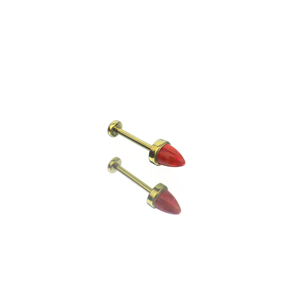 Spike Opal Threadless Titanium Nostril Stud - Spike Opal Threadless Titanium Nostril Stud - Red / 6mm by CRUXJEWELRY