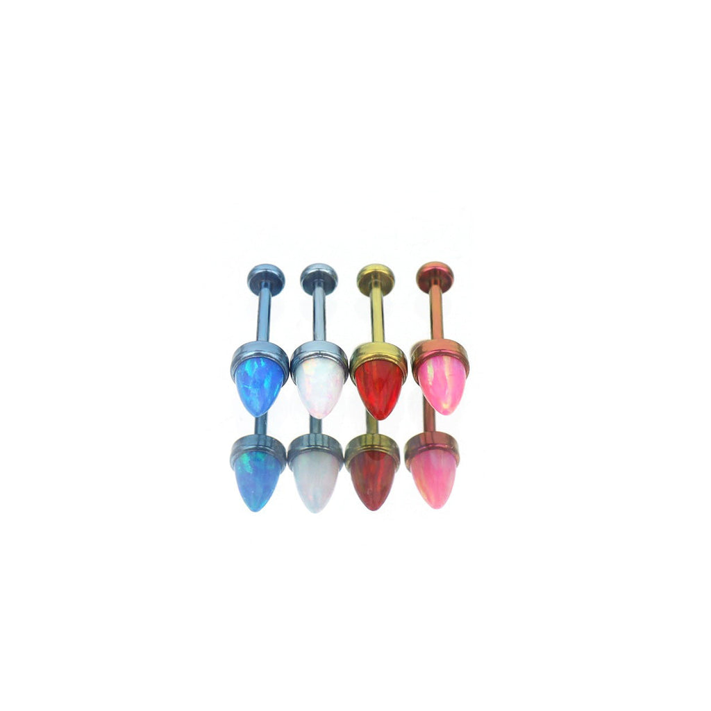 Spike Opal Threadless Titanium Nostril Stud - Spike Opal Threadless Titanium Nostril Stud - Red / 6mm by CRUXJEWELRY