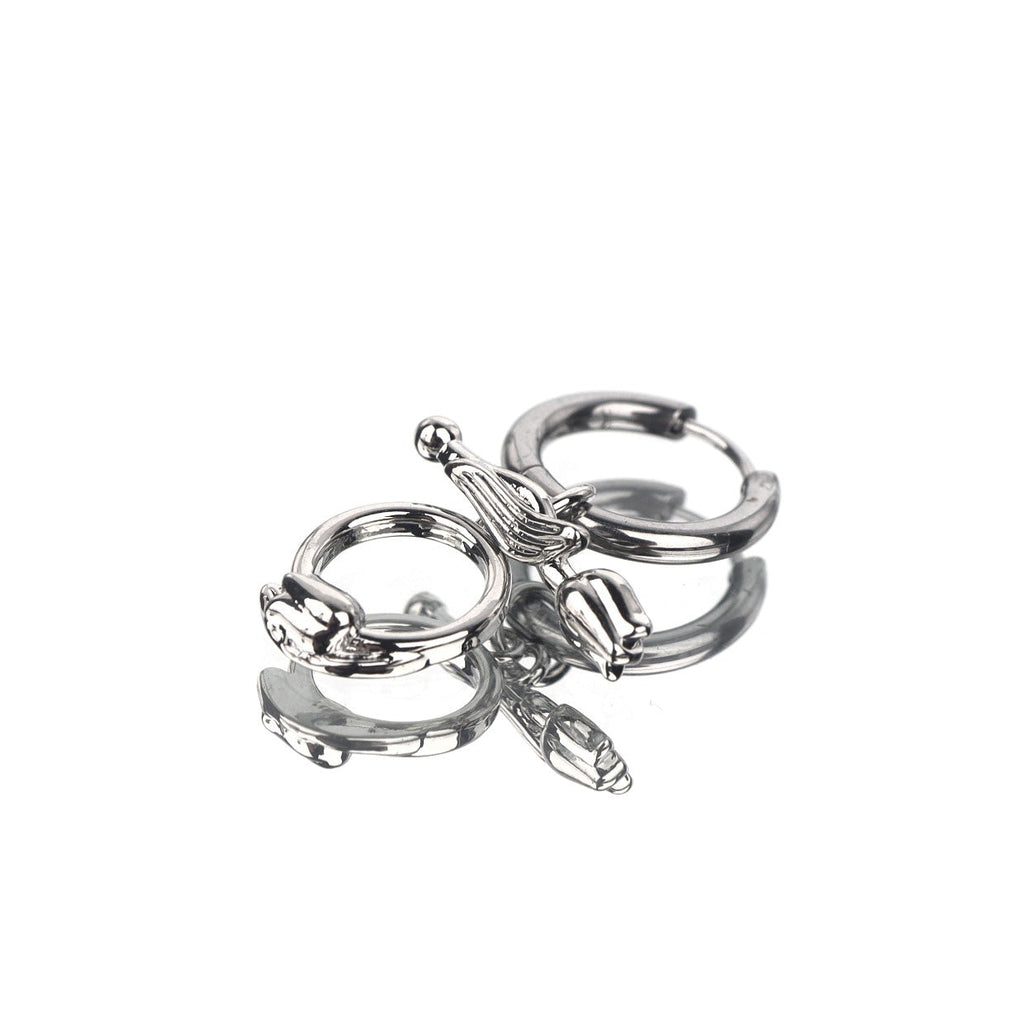 CyberPunk Tulip Pendant Stainless Steel Earrings - CyberPunk Tulip Pendant Stainless Steel Earrings - Single by CRUXJEWELRY