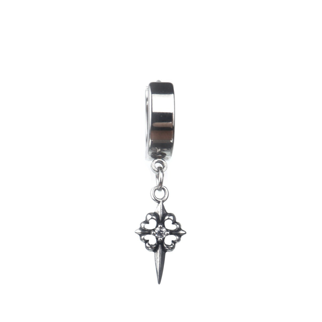 Gothic CZ Cross Stainless Steel Earrings - Gothic CZ Cross Stainless Steel Earrings - Single by CRUXJEWELRY
