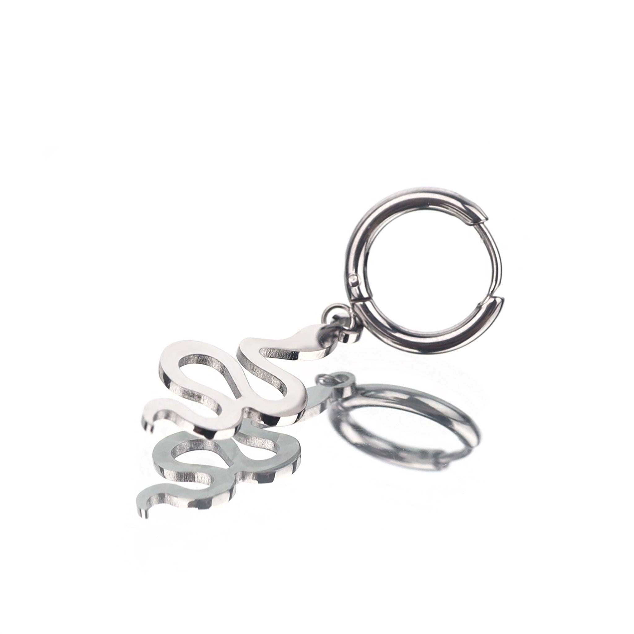 Snake Pendant Stainless Steel Earrings - Snake Pendant Stainless Steel Earrings - Single by CRUXJEWELRY