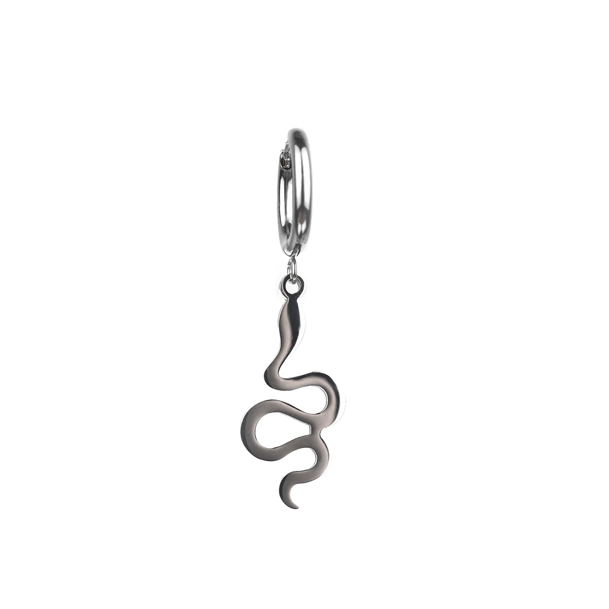 Snake Pendant Stainless Steel Earrings - Snake Pendant Stainless Steel Earrings - Single by CRUXJEWELRY