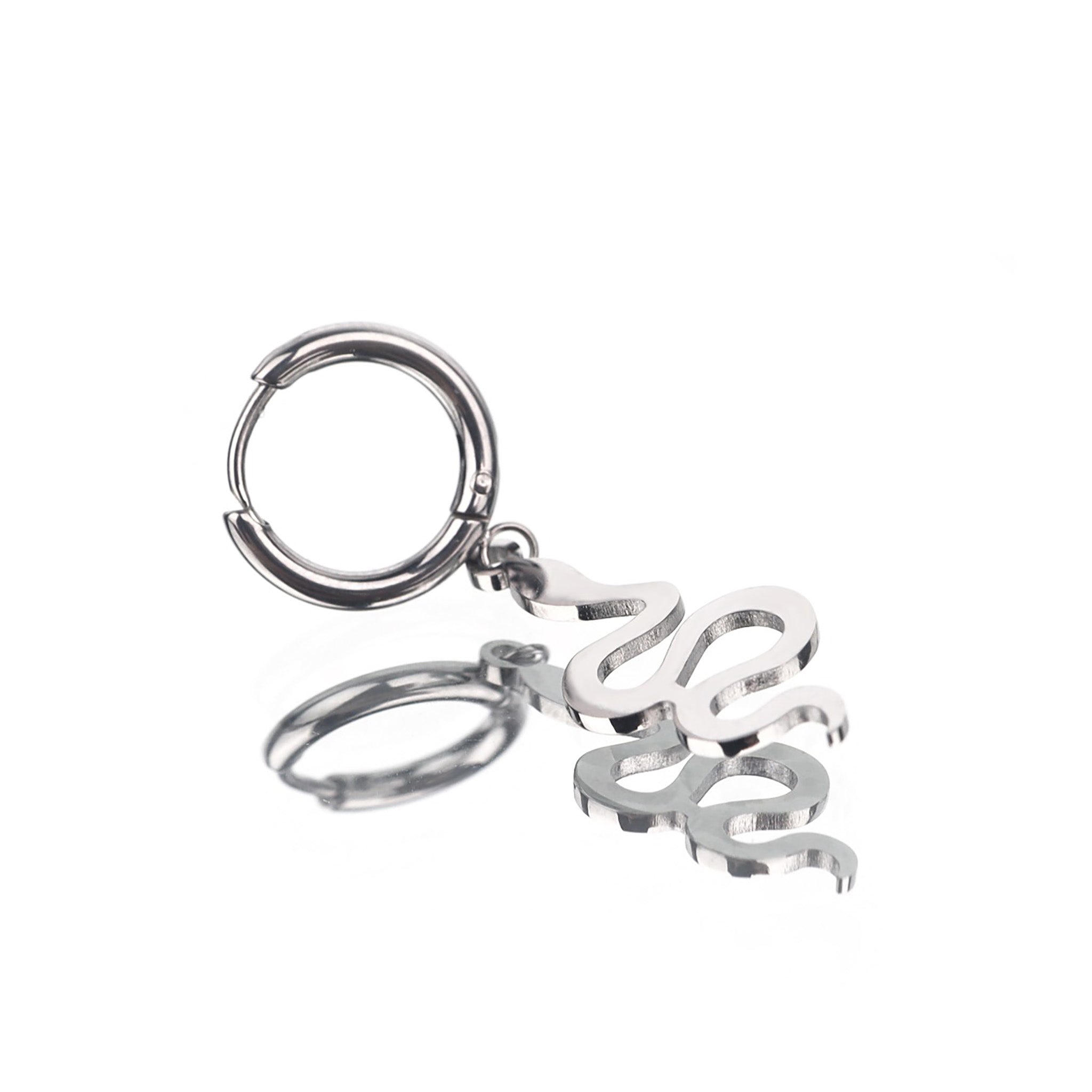 Snake Pendant Stainless Steel Earrings - Snake Pendant Stainless Steel Earrings - Single by CRUXJEWELRY