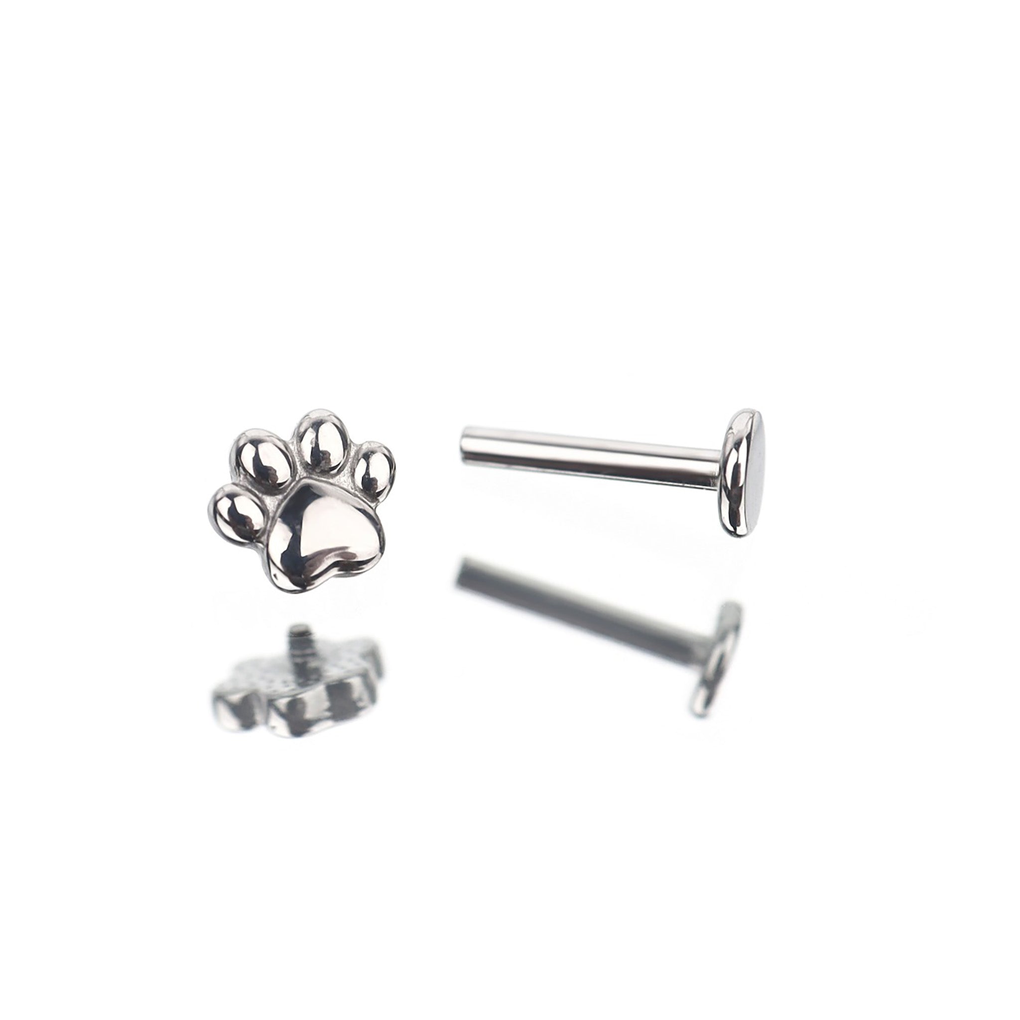 Paws & Purrs - Kitty Paw Stainless Steel Tongue/Ear Stud - Paws & Purrs - Kitty Paw Stainless Steel Tongue/Ear Stud - Flat-Back / 12mm by CRUXJEWELRY