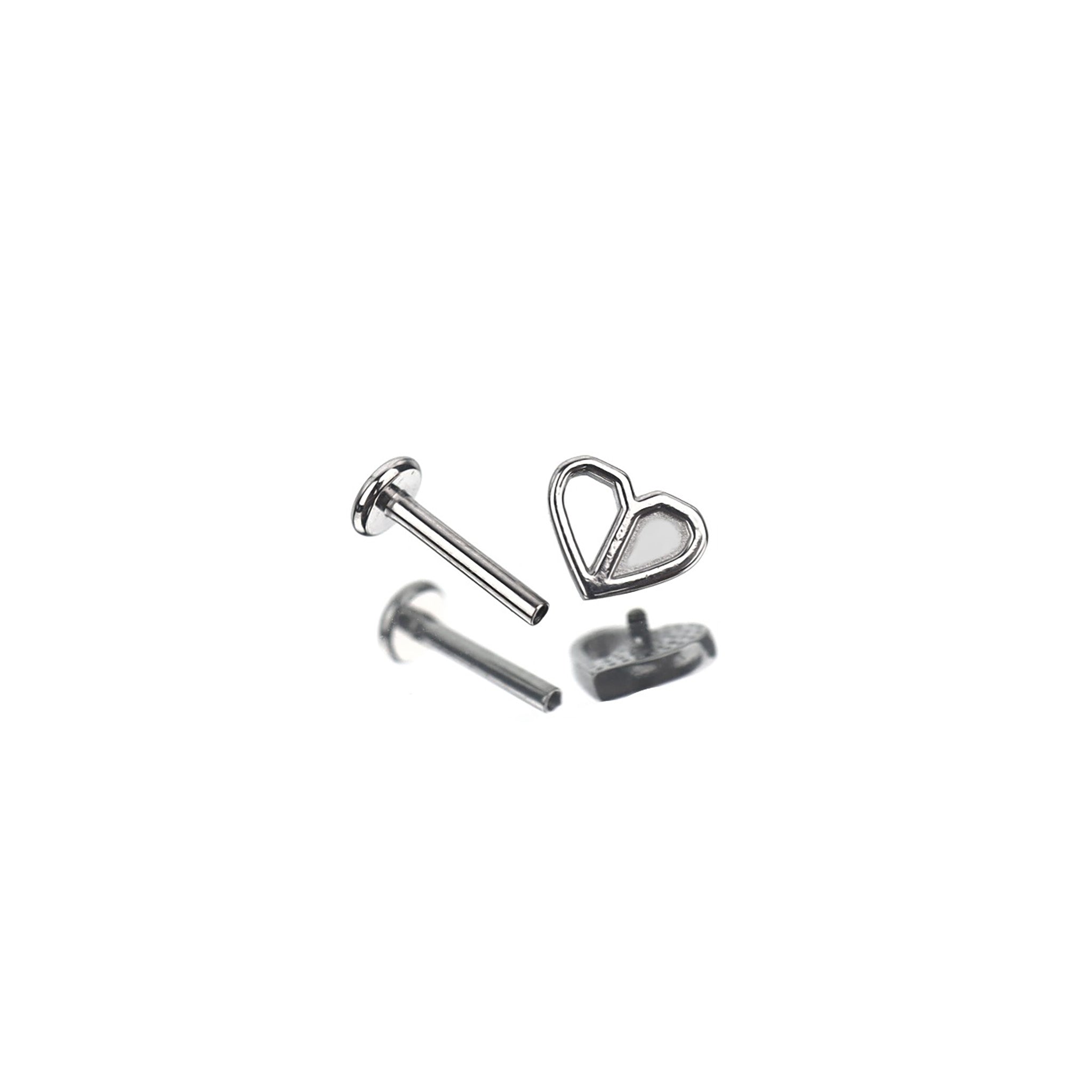 Openwork Puzzle Heart Internally Threaded Stainless Steel Ear Studs - Openwork Puzzle Heart Internally Threaded Stainless Steel Ear Studs - 6mm by CRUXJEWELRY