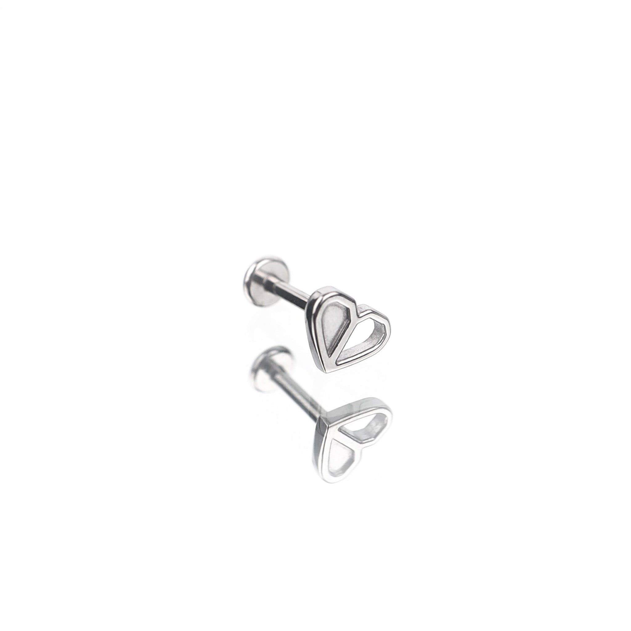Openwork Puzzle Heart Internally Threaded Stainless Steel Ear Studs - Openwork Puzzle Heart Internally Threaded Stainless Steel Ear Studs - 6mm by CRUXJEWELRY