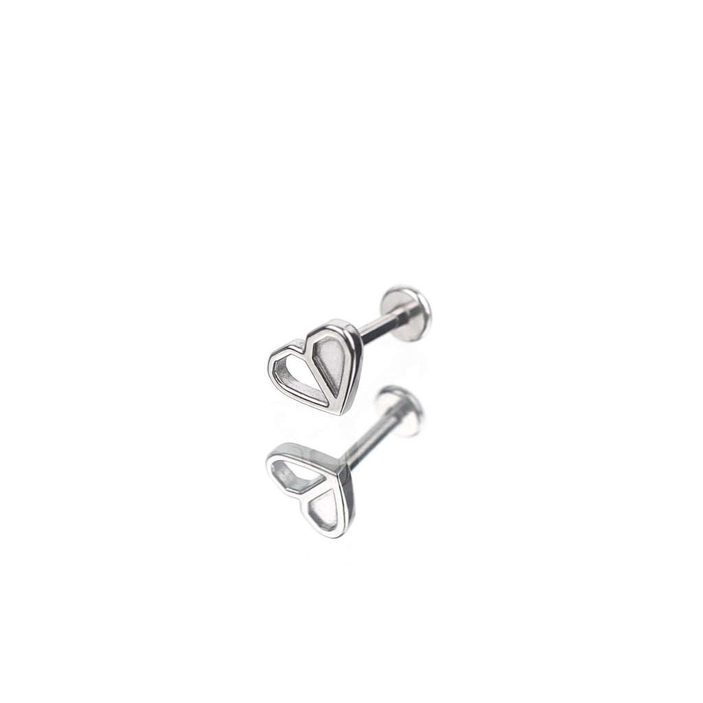 Openwork Puzzle Heart Internally Threaded Stainless Steel Ear Studs - Openwork Puzzle Heart Internally Threaded Stainless Steel Ear Studs - 6mm by CRUXJEWELRY