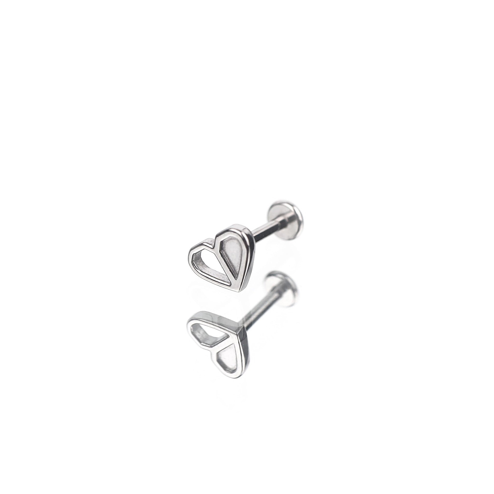 Openwork Puzzle Heart Internally Threaded Stainless Steel Ear Studs - Openwork Puzzle Heart Internally Threaded Stainless Steel Ear Studs - 6mm by CRUXJEWELRY