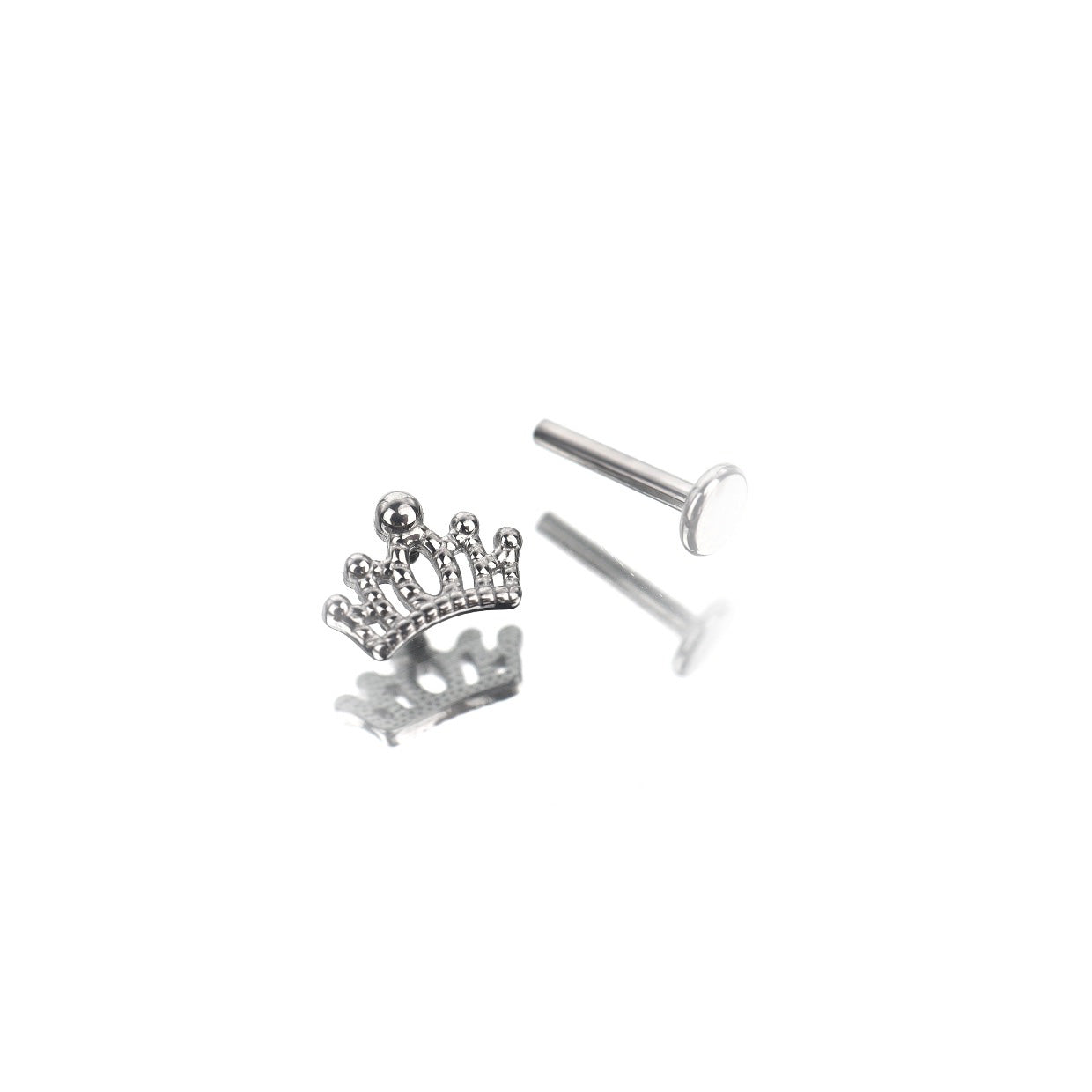 Crown Internally Threaded Stainless Steel Ear Studs - Crown Internally Threaded Stainless Steel Ear Studs - 6mm by CRUXJEWELRY