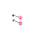 5mm Internally Threaded Opal Titanium Ear Stud - 5mm Internally Threaded Opal Titanium Ear Stud - Pink by CRUXJEWELRY