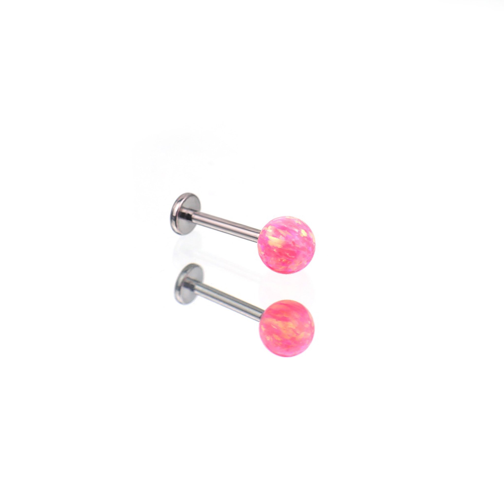 5mm Internally Threaded Opal Titanium Ear Stud - 5mm Internally Threaded Opal Titanium Ear Stud - Pink by CRUXJEWELRY