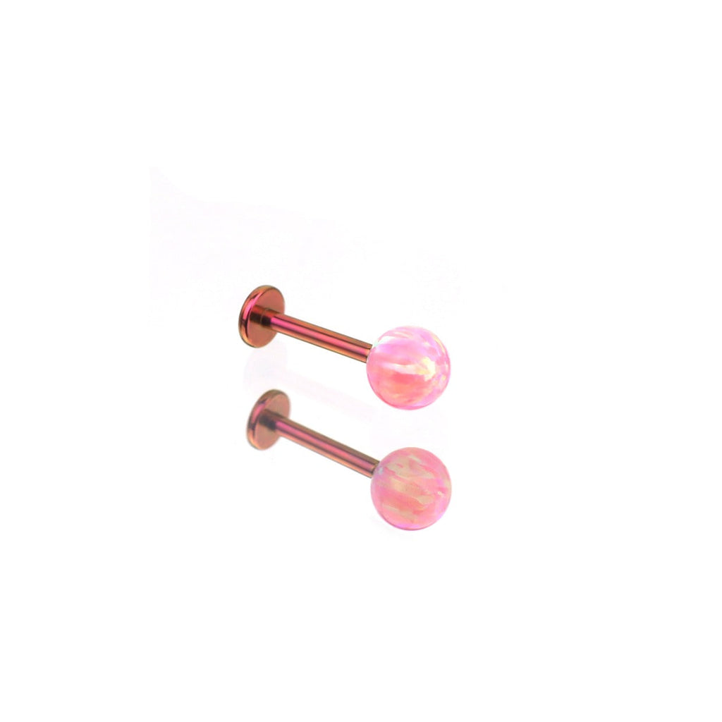 5mm Internally Threaded Opal Titanium Ear Stud - 5mm Internally Threaded Opal Titanium Ear Stud - Light Pink by CRUXJEWELRY