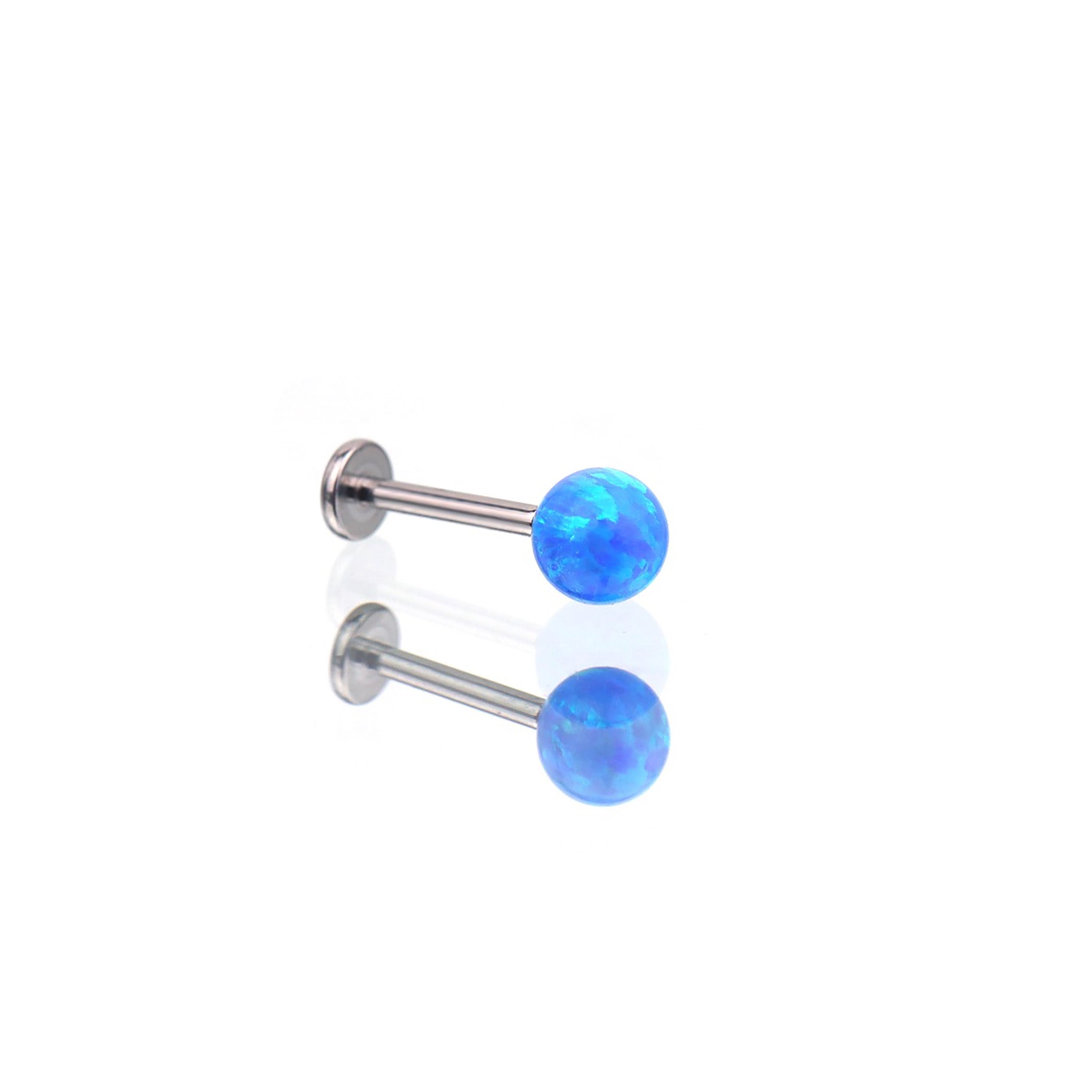 5mm Internally Threaded Opal Titanium Ear Stud - 5mm Internally Threaded Opal Titanium Ear Stud - Deep Blue by CRUXJEWELRY