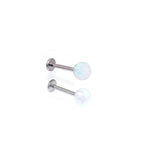 5mm Internally Threaded Opal Titanium Ear Stud - 5mm Internally Threaded Opal Titanium Ear Stud - White by CRUXJEWELRY