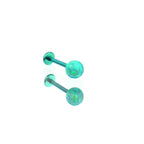 5mm Internally Threaded Opal Titanium Ear Stud - 5mm Internally Threaded Opal Titanium Ear Stud - Green by CRUXJEWELRY