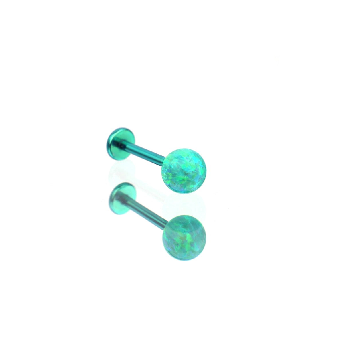5mm Internally Threaded Opal Titanium Ear Stud - 5mm Internally Threaded Opal Titanium Ear Stud - Green by CRUXJEWELRY