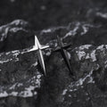 Large Black & White 3D Four-Point Star Externally Threaded Stainless Steel Ear Studs - Large Black & White 3D Four-Point Star Externally Threaded Stainless Steel Ear Studs - Set by CRUXJEWELRY