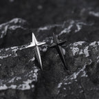 Large Black & White 3D Four-Point Star Externally Threaded Stainless Steel Ear Studs - Large Black & White 3D Four-Point Star Externally Threaded Stainless Steel Ear Studs - Set by CRUXJEWELRY