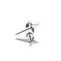 Large Black & White 3D Four-Point Star Externally Threaded Stainless Steel Ear Studs - Large Black & White 3D Four-Point Star Externally Threaded Stainless Steel Ear Studs - White by CRUXJEWELRY