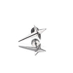 Large Black & White 3D Four-Point Star Externally Threaded Stainless Steel Ear Studs - Large Black & White 3D Four-Point Star Externally Threaded Stainless Steel Ear Studs - White by CRUXJEWELRY