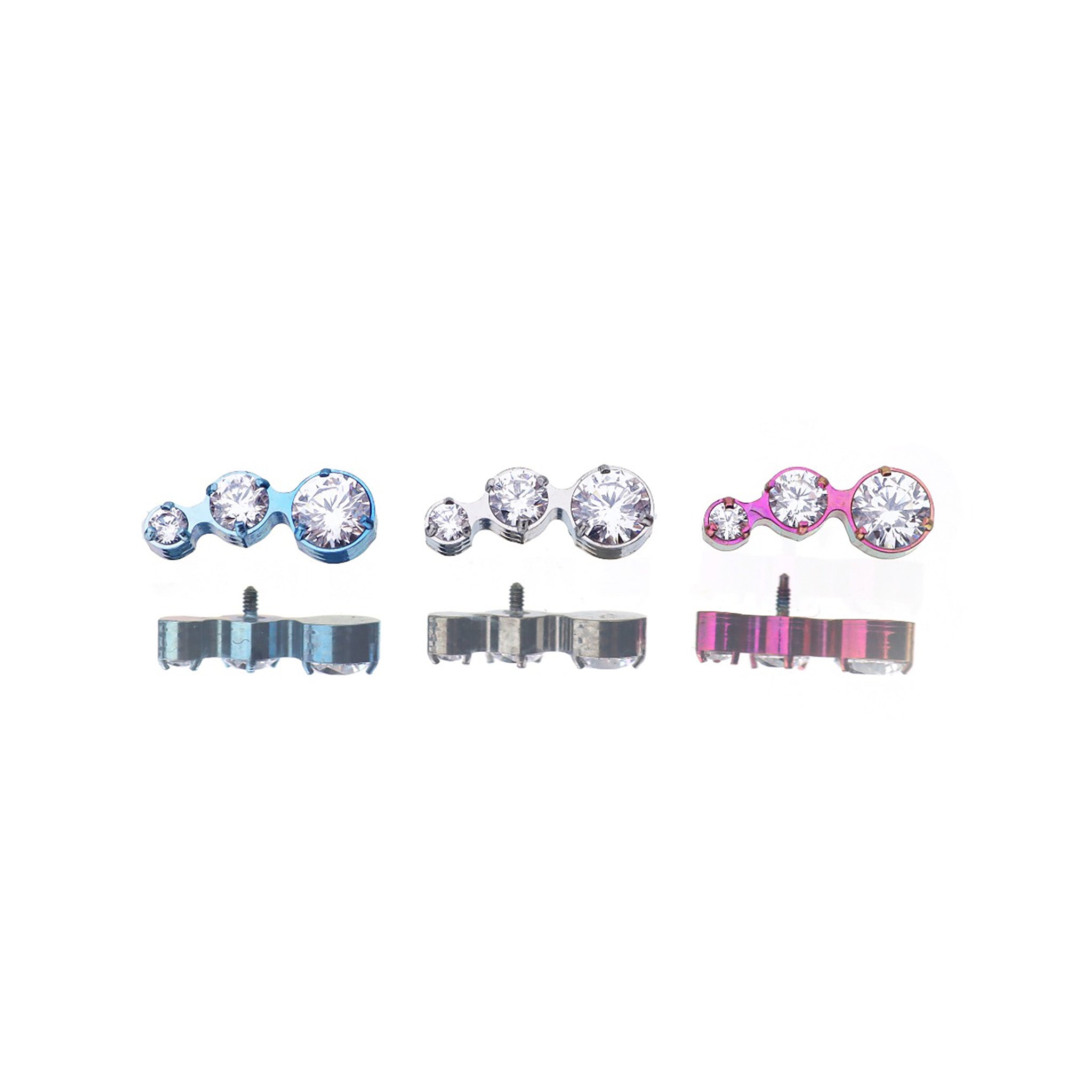 Gradient Triple CZ Circle Titanium Ear Studs - Gradient Triple CZ Circle Titanium Ear Studs - Pink / 6mm by CRUXJEWELRY